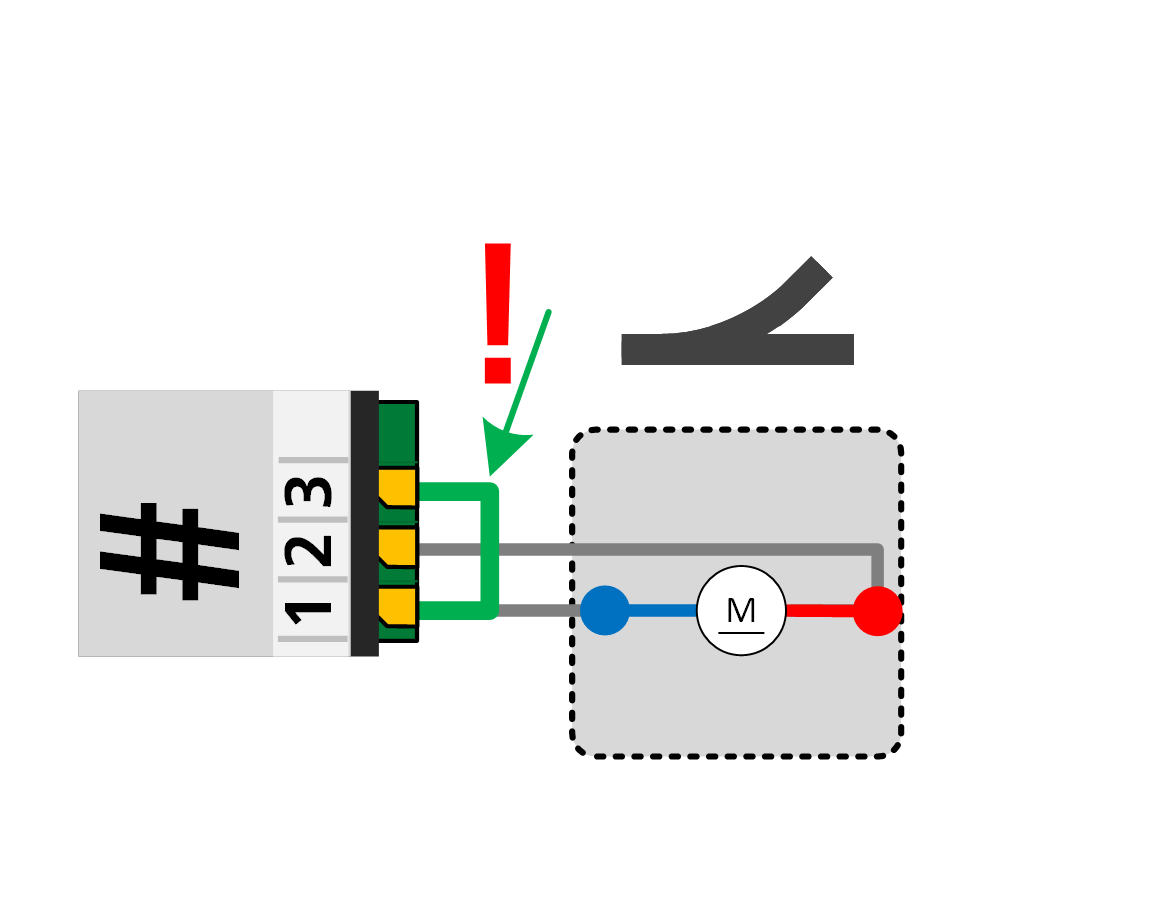 ALAN ECOline Verbinder CON-06L Anschlussbild Weichen oder Antrieb elektromagnetisch oder motorisch