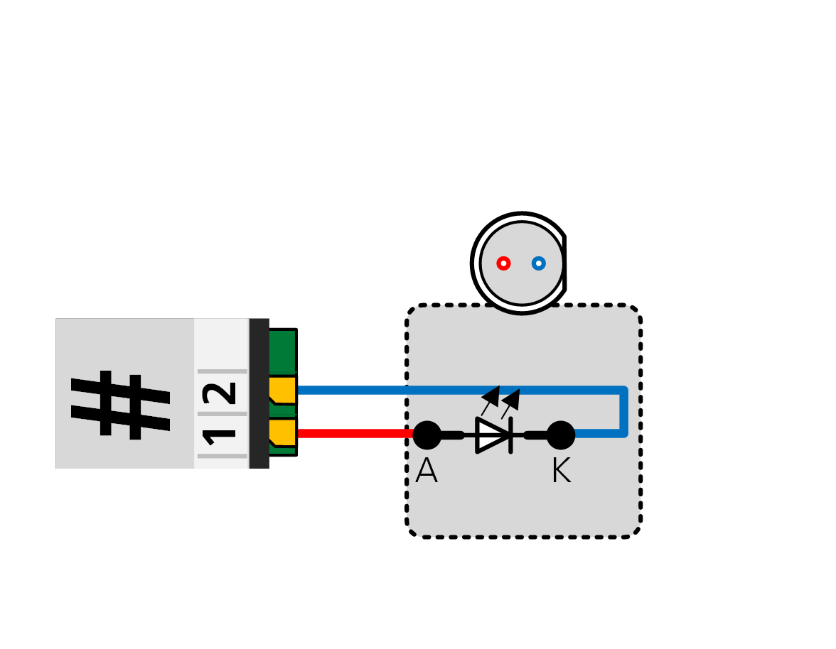 ALAN ECOline Verbinder CON-10L Anschlussbild LED ohne Vorwiderstand